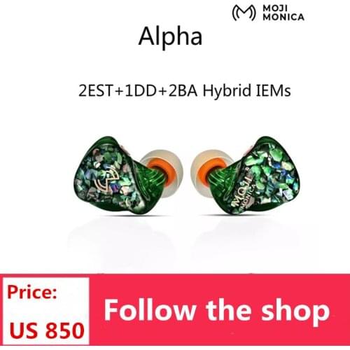 Moji Monica Alpha 2EST+1DD+2BA Hybrid IEMs Hifi Music Monitor DJ Studio Sport MMCX Hand Made Earphone Earbuds ES12 AQ7 Baldr QDC