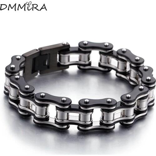 Hot Sale Fashion Men Bike Chain Bracelet Color Gold Black Stainless Steel Link Bicycle Bike Chain Bracelets Jewelry For A Gift
