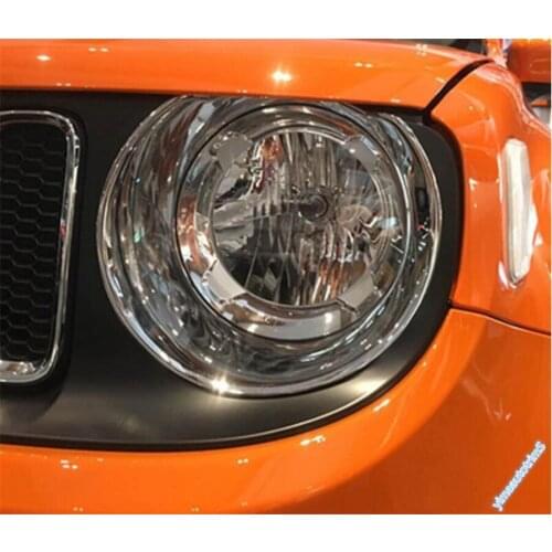 Yimaautotrims Chrome Front Head Lights Lamp Frame Cover Trim Fit For Jeep Renegade 2015 2016 2017 2018 ABS Chromium Styling