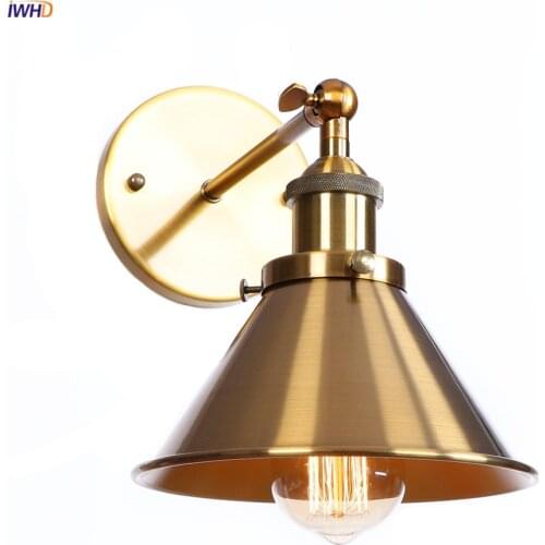 IWHD Loft Decor Gold LED Wall Lamp Bedroom Stair Bathroom Mirror Light Retro Industrial Wall Lights Sconce Applique Murale