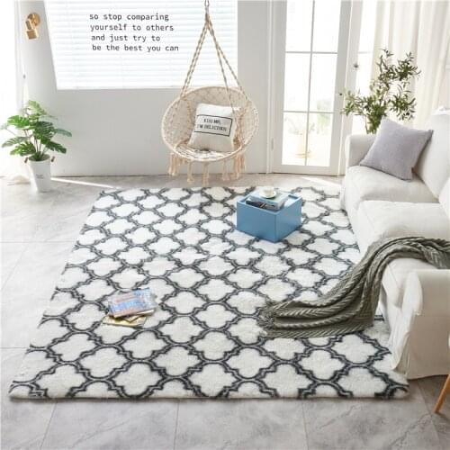 Nordic style white carpet long hair coffee table living room bedroom rug simple home crawling mat outdoor picnic rug La alfombra