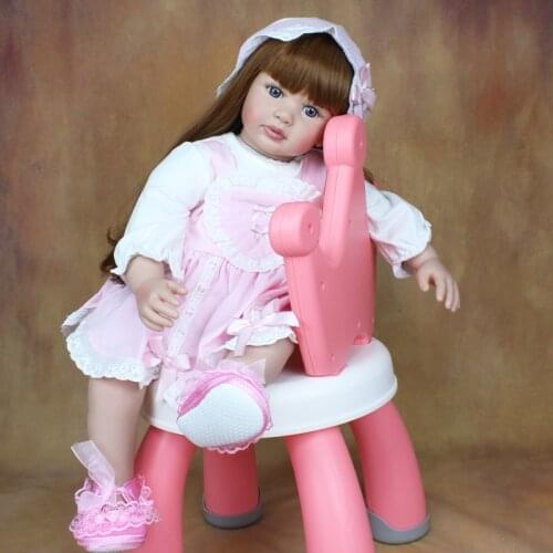 60cm rebirth doll pink skirt long hair Princess toddler doll family toys childrens festival gift