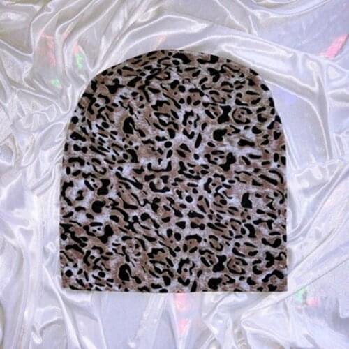Leopard print toe cap Mens and womens thin fleece Cold hat