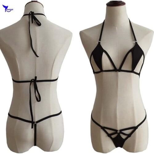 2019 Mini Bikinis Set Exotic Crotchless Bowknot Micro Bikini Womens Sunbath G String Swimsuit Sex Extreme Swimwear Bathing Suit