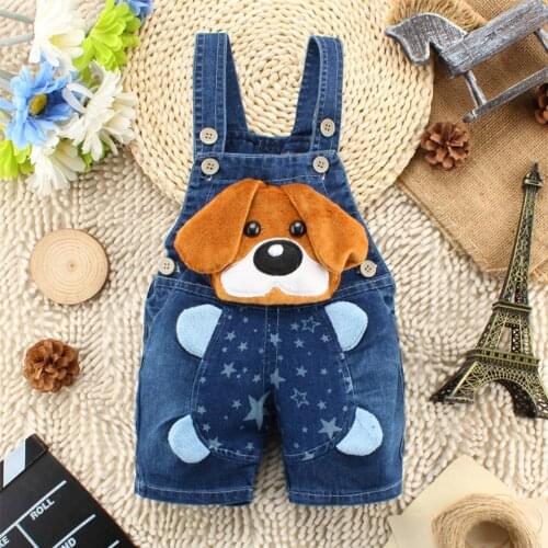 Fashion Summer Loose Baby Clothing Boys Girls Jeans Overalls Shorts Toddler Kids Denim Rompers Cute Cartoon Bebe Overalls Clothe