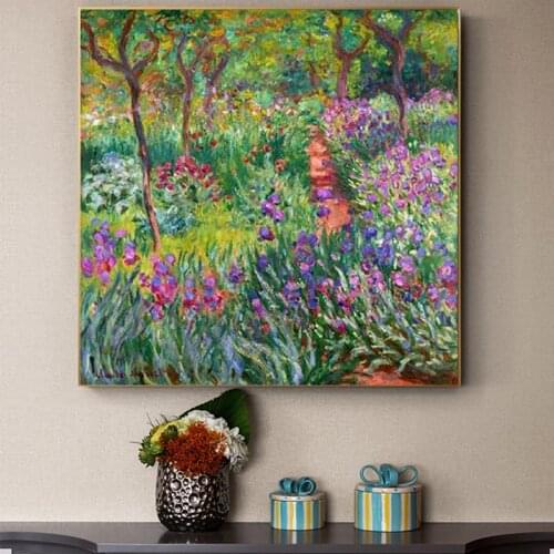 Monet Garden Home Decor Canvas Painting Flowers Replica Posters and Prints Quadros Wall Art Picture for Living Room No Frame