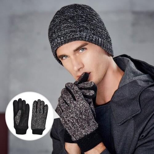 Mens Knitted Gloves Winter cycling five fingers thickened suede ski gloves fluffy antifreeze outdoor gloves