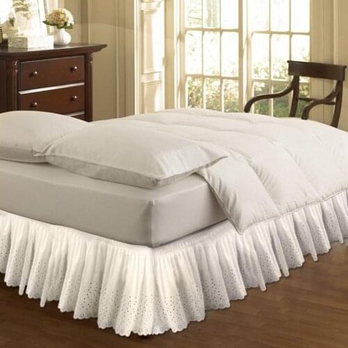 Bed Skirt Wrap Around Easy Fit Cotton Embroider Bedspread Queen Dust Ruffle Mattress Cover Bedding 1.5M/1.8M/2M Single Bed Skirt