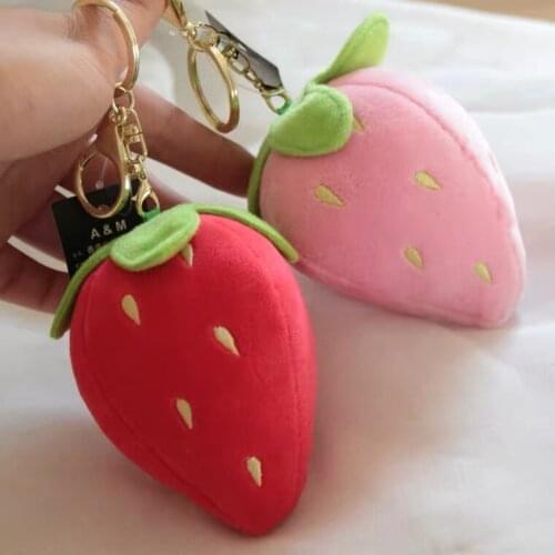 2021new 10cm Plush toy strawberry pendant key chain bag mobile phone accessories car key pendant plush toys stuffed animals gift