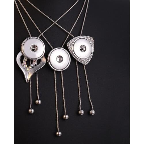 New Tassel Snap Button Necklace Jewelry Metal 18mm Snap Necklace Fit 18mm 20mm Snap Buttons Jewelry Pendant Necklaces