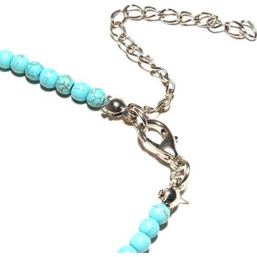 Natural Turquoises Stone Chokers Necklaces For Women Charm Prayer Cross Necklace Light Blue&White Pendant Necklace