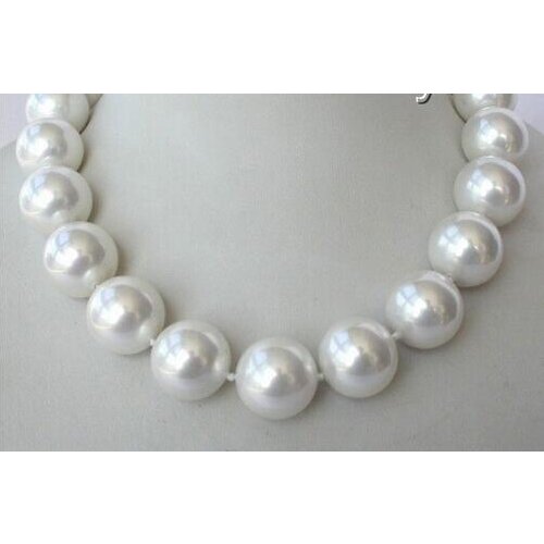 Classic large 20mm round white sea shell shell bead necklace AAA style Fine Noble Natural Natural free shipping