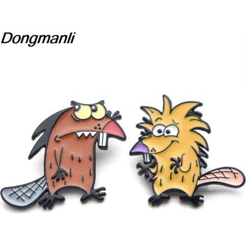 P3769 Dongmanli Cute Beaver Metal Enamel Brooches and Pins for Lapel Pin Backpack Badge Collar Jewelry