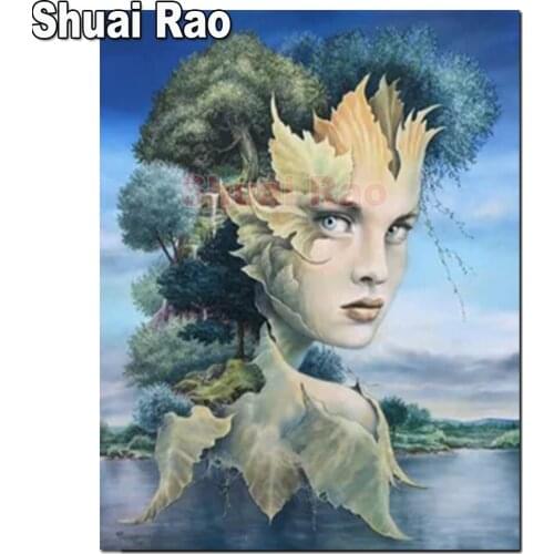 Full square 5d diy Diamond Painting Tree Foliage Woman Diamond Embroidery Round Cross Stitch Diamond Art Elf,Amazing Artworks