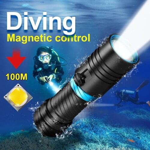 HEDELI Professional Diving Flashlight Underwater Lamp Most Powerful Led Diving Torch Rechargeable 18650 26650 Scuba Dive Light