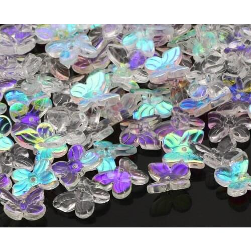 20-100pcs White Transparent Butterfly Glass Spacer Beads 10mm Loose Beads For Jewelry Making Diy Necklace Bracelet Accessories