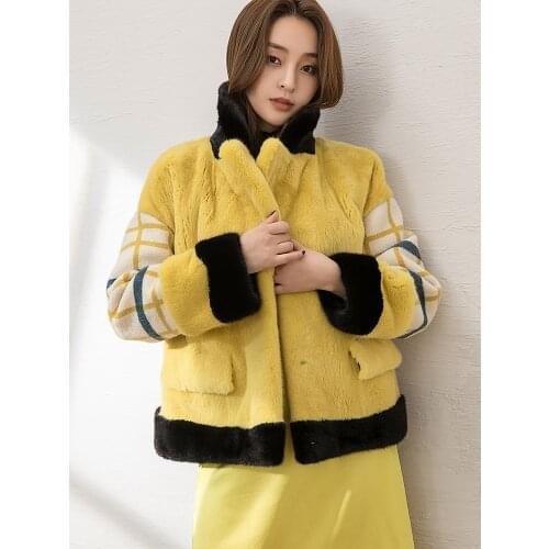 Luxury Fashion High Quality Velvet Mink Fur Coat Female Fur Jacket Womens Coats Winter 2020 Wool Woolen Sleeves Casaco Zjt320