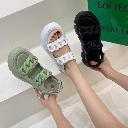 Summer Casual Chain Open Toe Sandals Women Comfortable Soft Beach Platform Sandals Woman Thick Sole Sport Sandalias gladiator