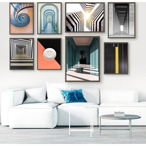 Modern Architectural Geometric Space Wall Art Canvas Painting Nordic Posters And Prints Wall Pictures For Living Room Decor