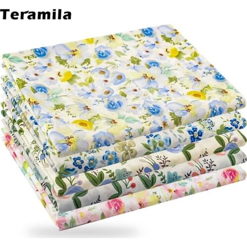 Teramila Organic Twill 100% Cotton Cloth Handmade Pures For Bags Fabrics Princess Sewing Flower Print Needlework Quilt Patchwork