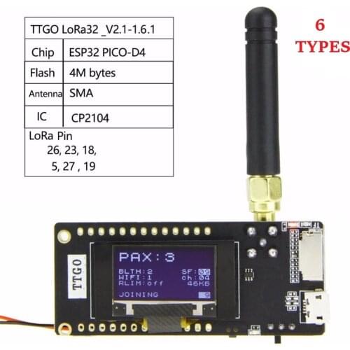 TTGO LoRa32 V2.1-1.6 Version 433/868/915Mhz ESP32 LoRa OLED 0.96 Inch SD Card Bluetooth-compatible Support Wi-Fi Direct Modes