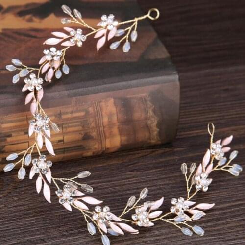 Vintage Gold Headbands Hair Ornaments Leaves Rhinestone Flower Hairbands For Women Girl Headpiece Wedding Hair Accessories Gifts