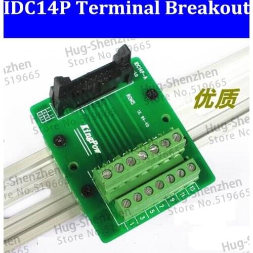 High Quality 14P to terminal PLC to terminal IDC14P terminal breakout with bracket for C45 Din Rail--5pcs/lot