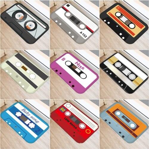 Funny Cassette Tape Mats Floor Carpet Tape Pattern Print Anti Slip Home Decoration Doormat for Bathroom Kitchen Entrance Rugs