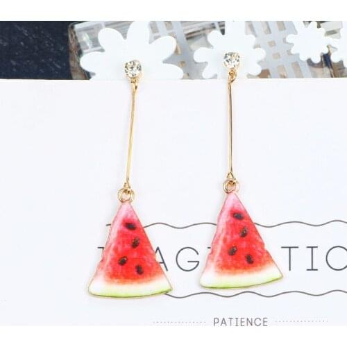 Trendy Fruit Watermelon Strawberry Kiwi Clip Earrings For Women Cute Food Pendant No Ear Hole Jewelry Gift