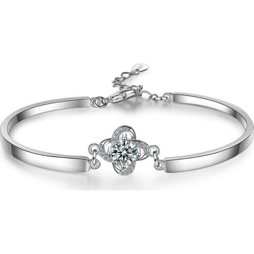 Everoyal Charm Crystal Clover Girls Bracelet Jewelry Vintage Silver 925 Sterling Bangles For Women Accessories Trendy Lady Bijou