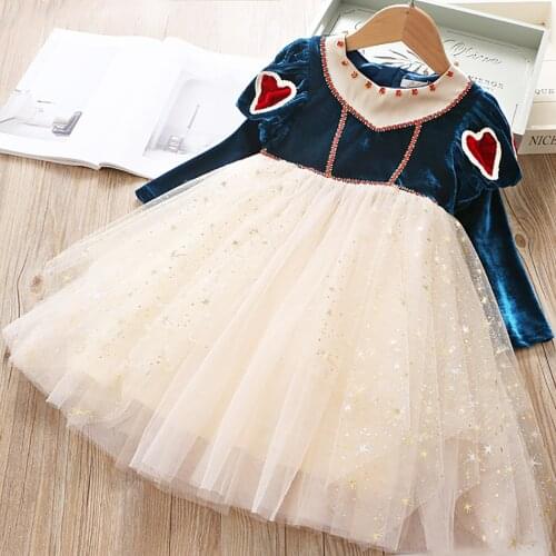 Girls winter dress Long Sleeve Children Clothing Lace Mesh Tutu Girls Casual School Wear Princess Party Dress Kids Winter Dress