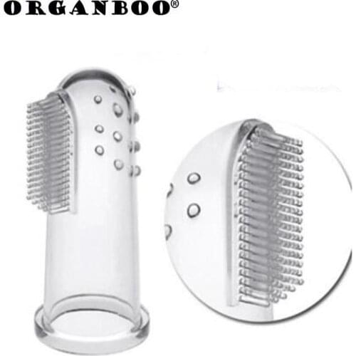 1PC Silicone Baby Finger Tooth Cleaning Brush Pet Supplies Washing Bad Breath Tartar Teeth Care Dog Cat Cleaning Tools With Box