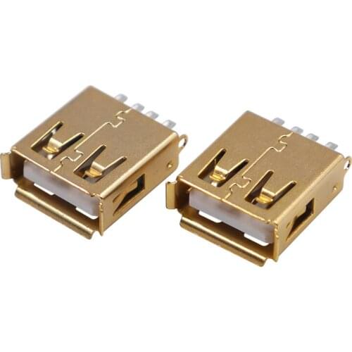 10pcs High Quality Micro Usb Connector Plug 2.0 Interface Female Vertical Welding Line USB A Female Welding Wire Gold Plating