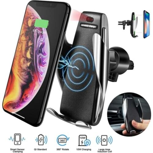 10W Qi Automatic Clamping Fast Charging Phone Holder Mount in Car for iPhone xr Huawei Samsung Smart Phone Wireless Car Charger