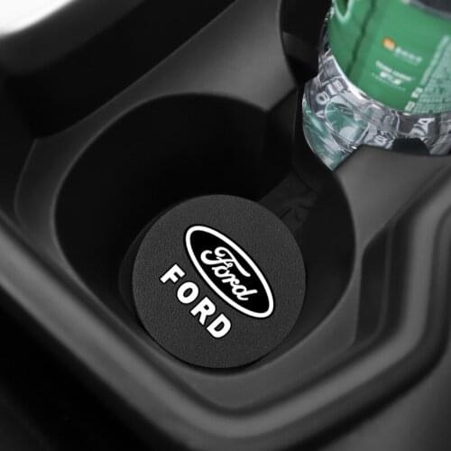 2Pcs Car Styling Cup Mat PU Leather Coaster Water Slot Non-Slip Pad For Ford Kuga Mondeo Fiesta Escape Ecosport Focus Fusion