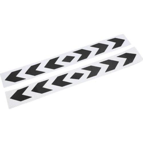 Uxcell 2Pcs 40x5cm Black White Car Body Self Adhesive Reflective Sticker Arrows Pattern Strip