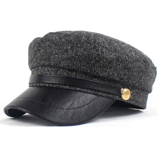 2020 cotton Solid color Military Hat Autumn Sailor Hat For Women flat top Female travel cadet hat Captain Cap Berets 06