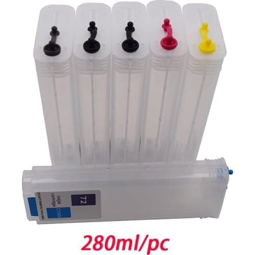 280ML/pc Bulk Ciss Refillable ink cartridge with Auto Reset Permanen Chip For HP Designjet HP72 T1100 T1300 T2300 T1120 Printers