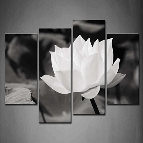 4 Panel Wall Art White Lotus In Basin Painting The Picture Print On Canvas Flower Pictures For Home Decor Drop shipping