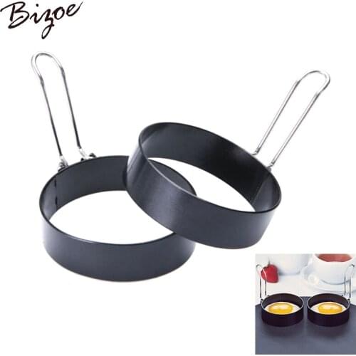 4Pcs Nonstick Stainless Steel Fried Egg Mold Handle Round Egg Rings Shaper Pancakes Molds Ring Round Circel Egg Frying Molds