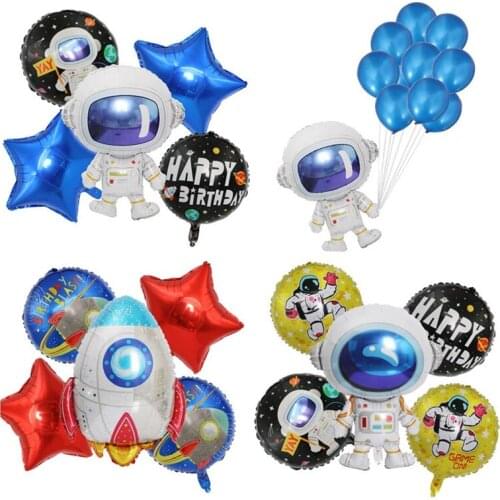 5 Outer Space Party Astronaut Rocket Ship Aluminum Foil Balloon Galaxy/solar System Theme Party Kids Birthday Decoration Gifts