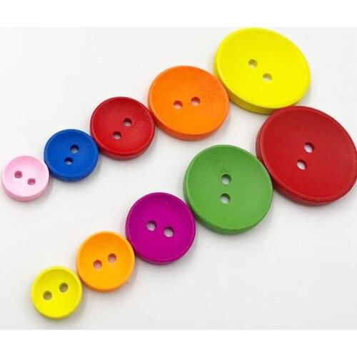 50Pcs 2 Holes Mixed Size Wood Buttons For Craft Round Sewing Buttons Scrapbook DIY Home Decoration Accessories WB533