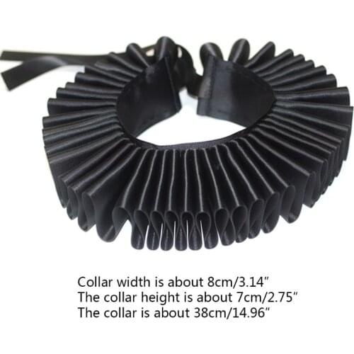 83XC Womens Victorian Renaissance Ruffled Neck Collar Satin Clown Cosplay Choker