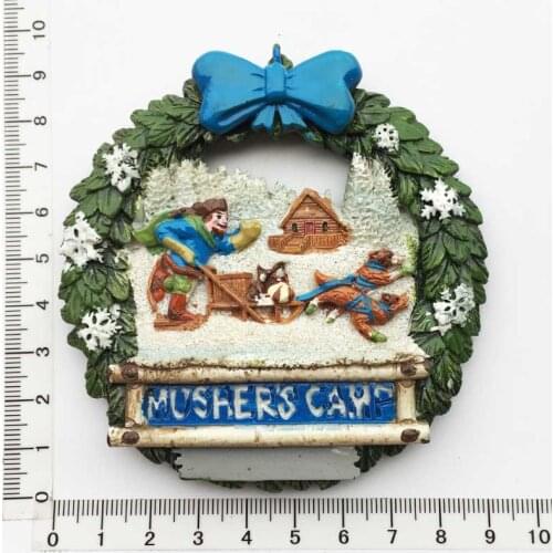American Alaska Dog Sled Creative Tourism Memorial Gift Painted Crafts Magnetic Sticker Fridge Magnet