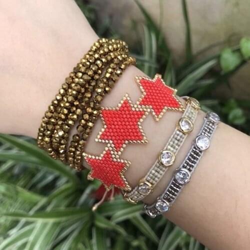 BLUESTAR MIYUKI Bracelet For Women Heart Star Pulseras Mujer Moda Femme Crystal Handmade Bead Jewelry Armband