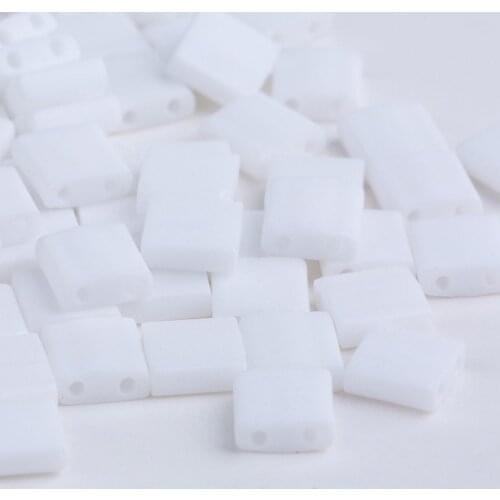 Taidian Miyuki Tila Beads For Bohochic Style Bracelet Opaque White color 5x5x1.9mm 3grams/lot About 33 Pieces