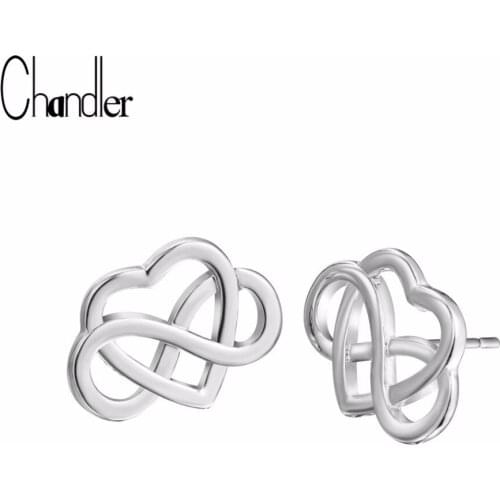 Chandler High Quality Celti Heart Stud Earrings Love 8 Endless Infinte Earrings For Women Girls Cheap Fashion Jewelry