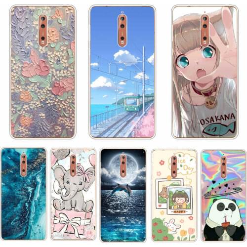For Nokia 8 Case Soft Bumper coque Silicone tpu Case For Nokia 8 Phone back Case flower