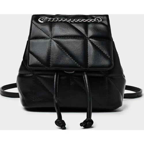 2021 New Two-shoulder Bag Small Fragrance Soft-faced Plaid Simple Fresh Chain Mini Backpack Women