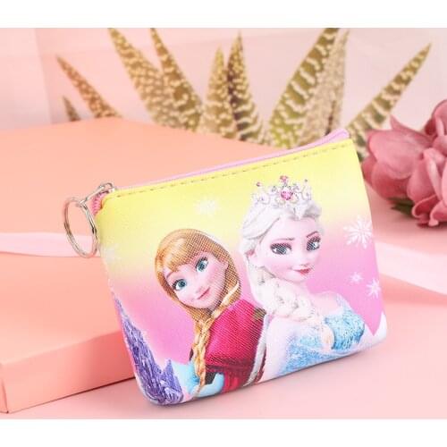 Disney princess children cartoon plush coin pu purse Mermaid Frozen girl bag coin Elsa handbag boy Mickey Clutch plush wallet